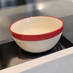 Rae Dunn PINCH Red Dots Mixing Bowl with deep Dimples New 7"